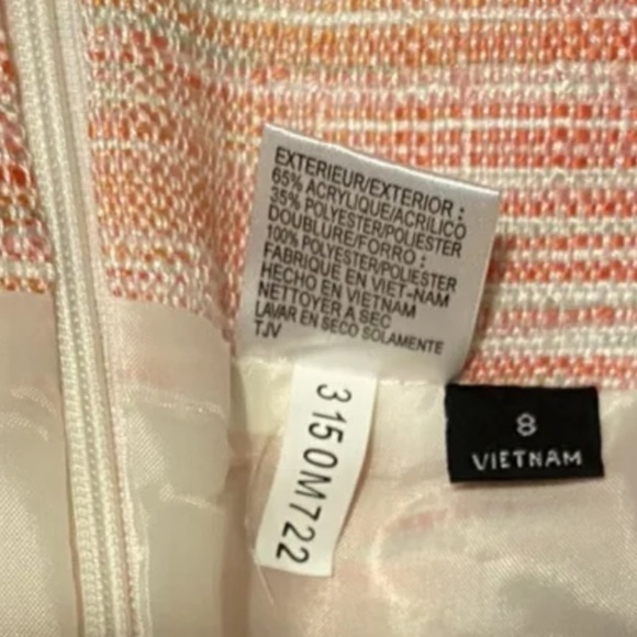 Tahari skirt size 8 tweed Pastel Pink cream lined - Picture 3 of 5